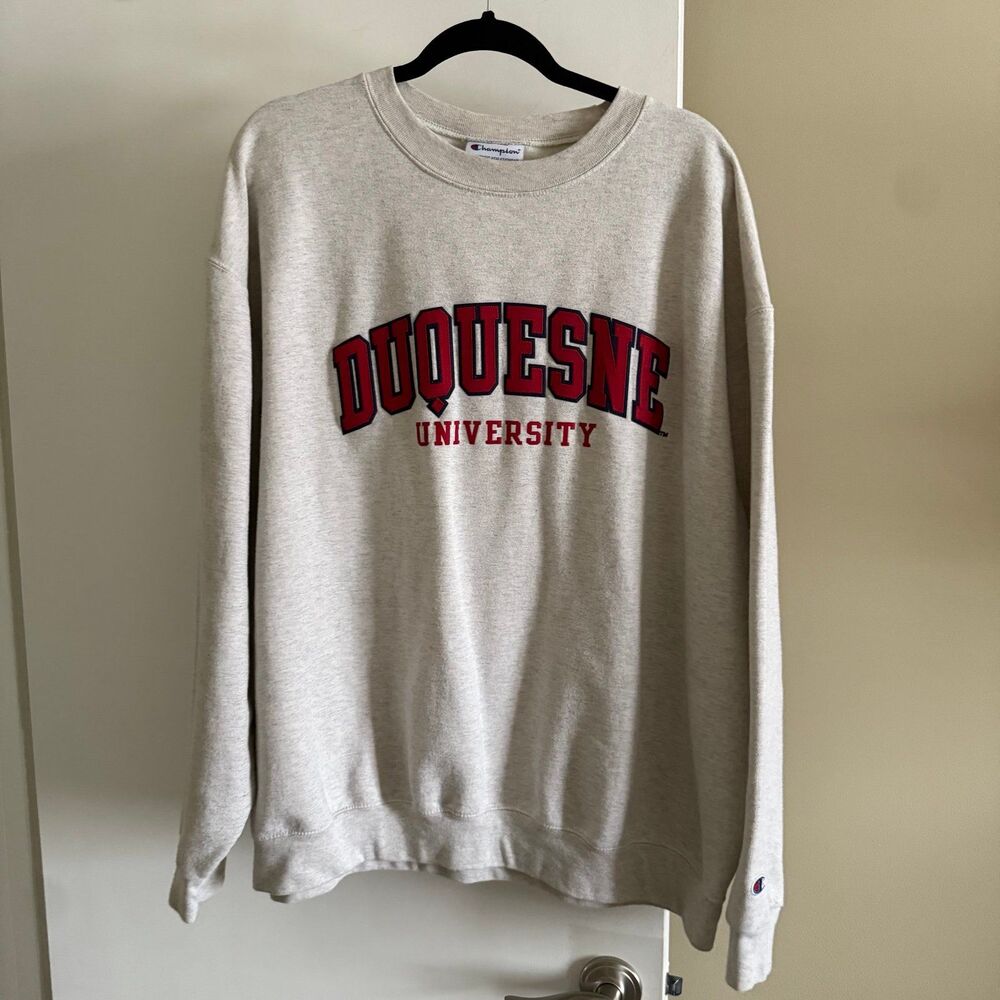 Vintage Duquesne University Crewneck Sweatshirt Pittsburgh Gray 2XL Champion